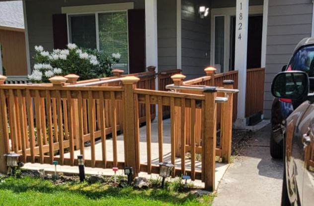 Front entrance and accessible walkway of G&J Agape Love Adult Family Home in Kent, Washington